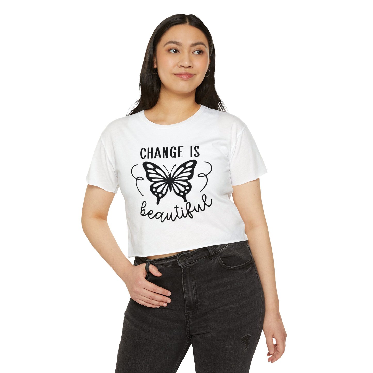 Change Is Beautiful Butterfly Crop Top — Women's Inspirational Festival Tee
