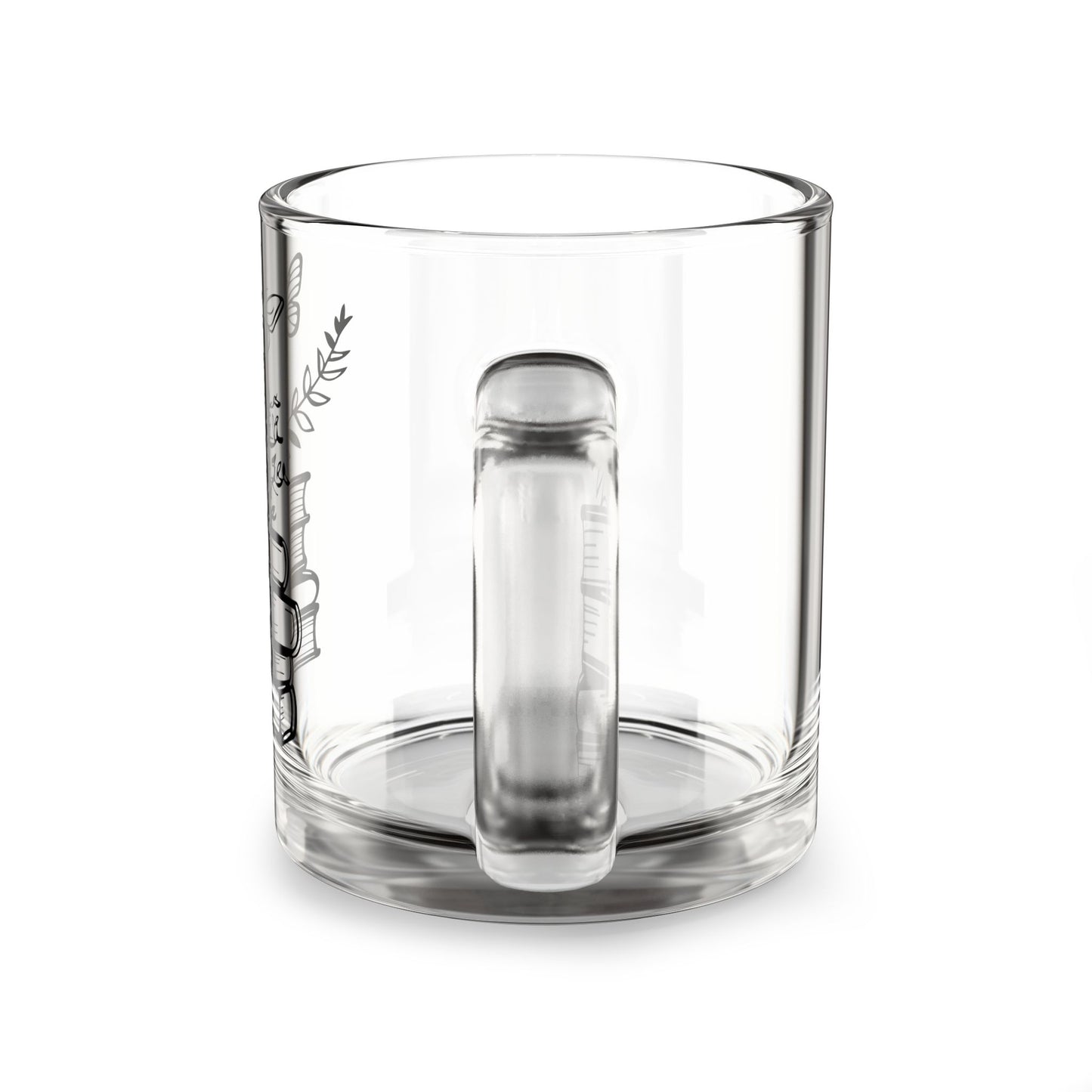10oz Glass Mug — Stacked Books & Butterflies Floral Tea Coffee Cup for Book Lovers