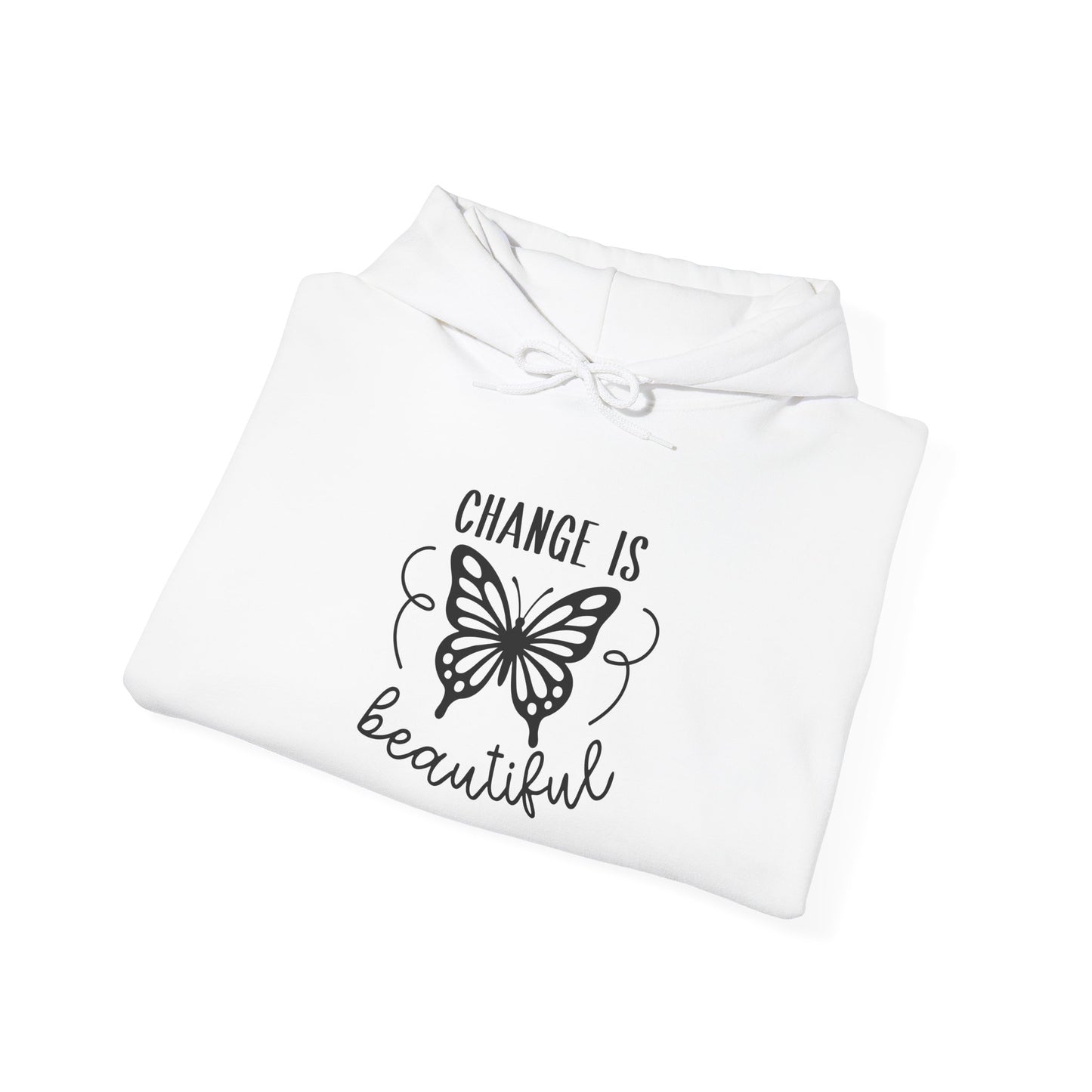 Hoodie — "Change Is Beautiful" Butterfly Graphic Hooded Sweatshirt