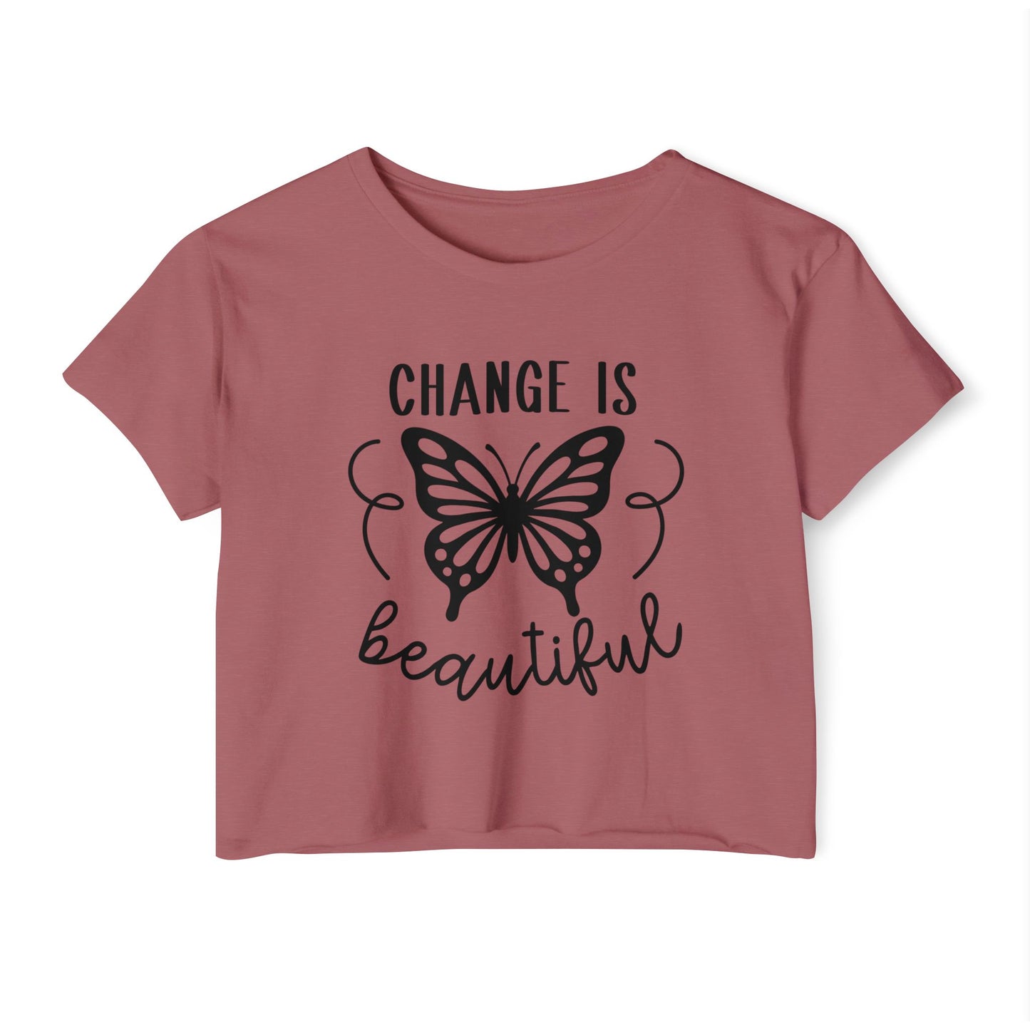 Change Is Beautiful Butterfly Crop Top — Women's Inspirational Festival Tee