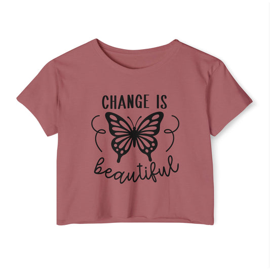 Change Is Beautiful Butterfly Crop Top — Women's Inspirational Festival Tee