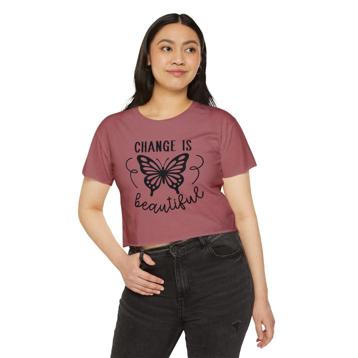 Change Is Beautiful Butterfly Crop Top — Women's Inspirational Festival Tee